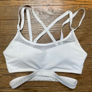Workout essentials: white strapped sports bra